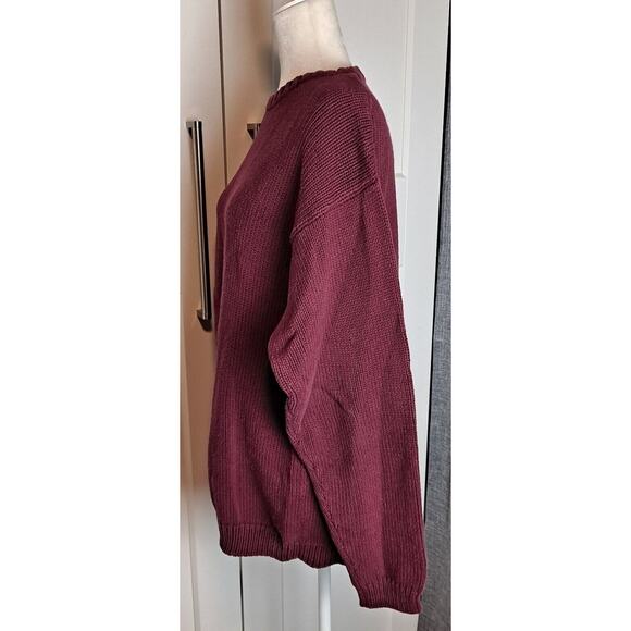 162. VTG Eddie Bauer Sweater Adult Large Knit Maroon Pullover Mens 90s - Picture 3 of 6